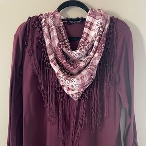 Fred David Scarf & Sweater Set. Dark purple. Size L.